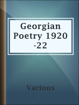 cover image of Georgian Poetry 1920-22